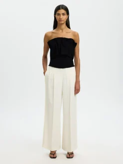 Selected Femme naisten toppi Slfneville Pleated Bandeau Top B, Black