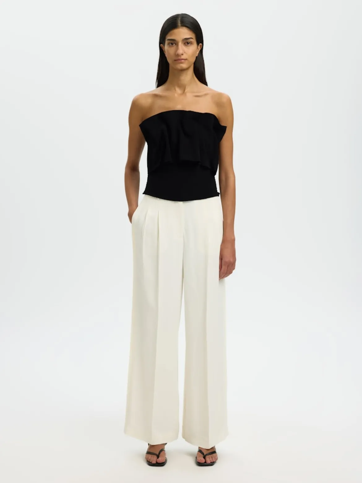 Selected Femme naisten toppi Slfneville Pleated Bandeau Top B, Black