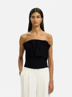 Selected Femme naisten toppi Slfneville Pleated Bandeau Top B, Black