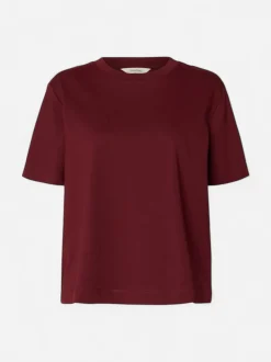 Selected Femme naisten T-paita Essential Boxy Tee, Tawny Port
