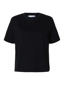 Selected Femme Naisten T-Paita, SLFESSENTIAL SS BOXY TEE NOOS Black