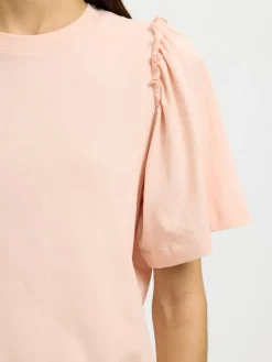 Selected Femme naisten t-paita SLFPENELOPE 2/4 Ruffle Tee, Pale Dogwood