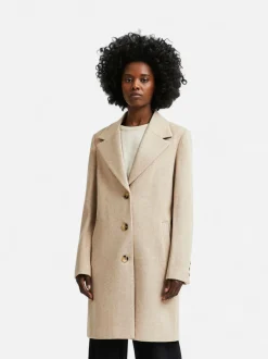 Selected Femme Naisten Villakangastakki, New Sasja Wool Coat Vaalea Beige