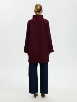 Selected Femme naisten Villakangastakki Zia-Vinni Wool Blend Coat, Tawny Port Melange