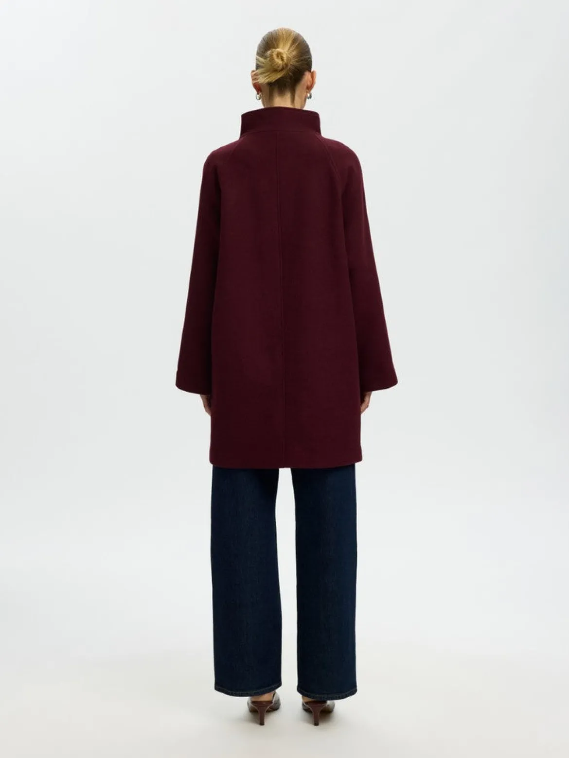 Selected Femme naisten Villakangastakki Zia-Vinni Wool Blend Coat, Tawny Port Melange