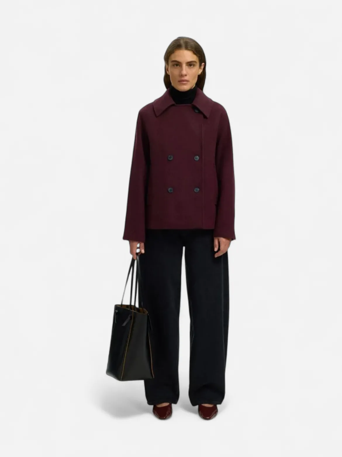 Selected Femme naisten villakangastakki Zia-Alma Wool Blend Jacket, Tawny Port Melange