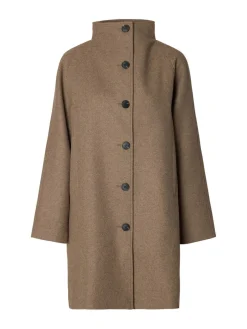 Selected Femme naisten villakangastakki Zia-Vinni Wool Blend Coat, Fallen Rock Melange