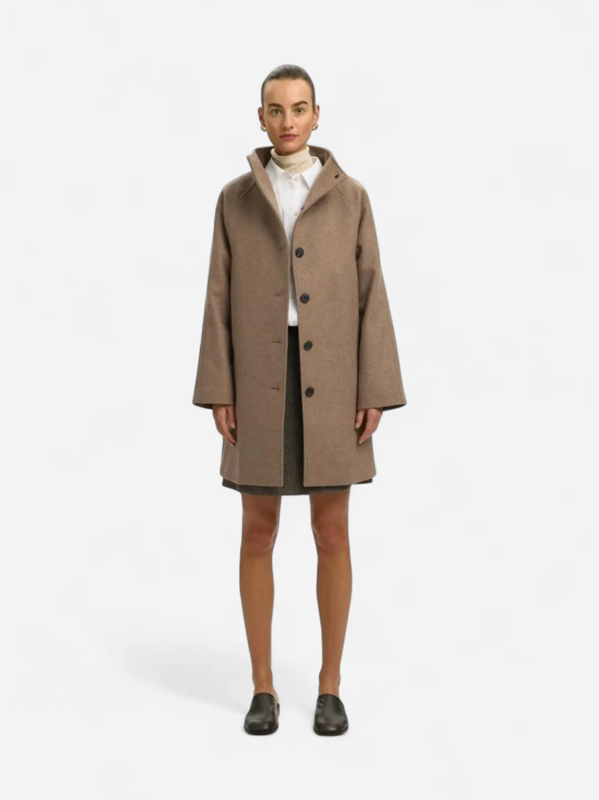 Selected Femme naisten villakangastakki Zia-Vinni Wool Blend Coat, Fallen Rock Melange