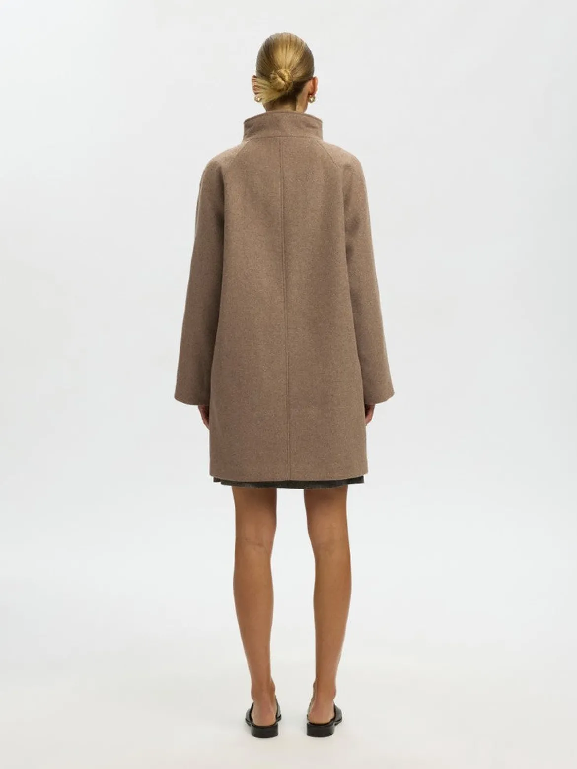 Selected Femme naisten villakangastakki Zia-Vinni Wool Blend Coat, Fallen Rock Melange