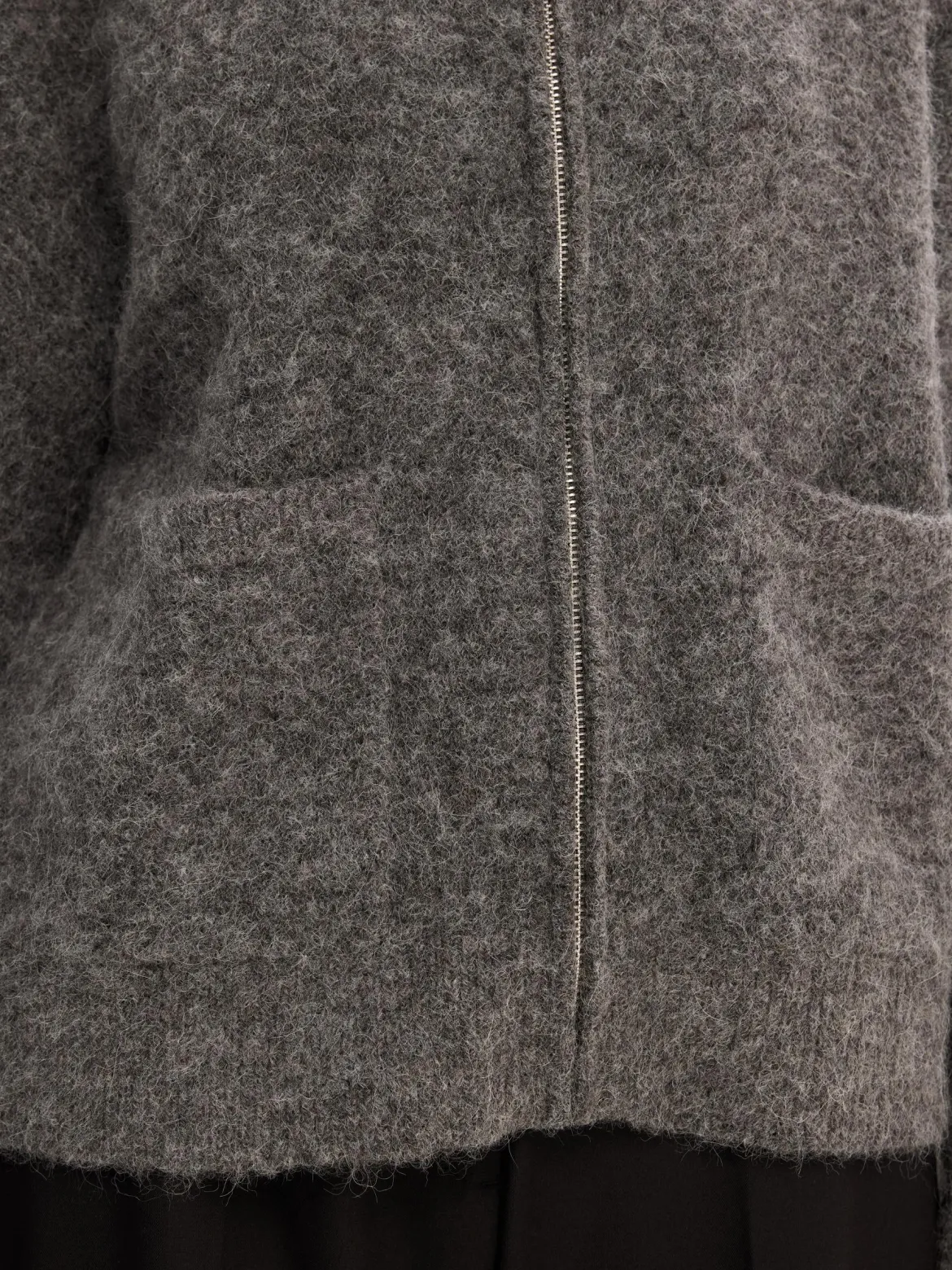 Selected Femme neuletakki, SLFSIA RAS LS KNIT ZIPPER CARDIGAN Grafiitti