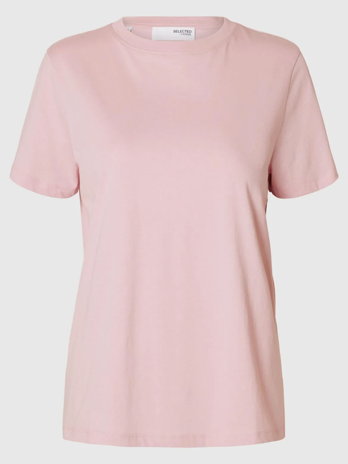 Selected Femme t-paita, SLFMYESSENTIAL SS O-NECK TEE Vaaleanpunainen