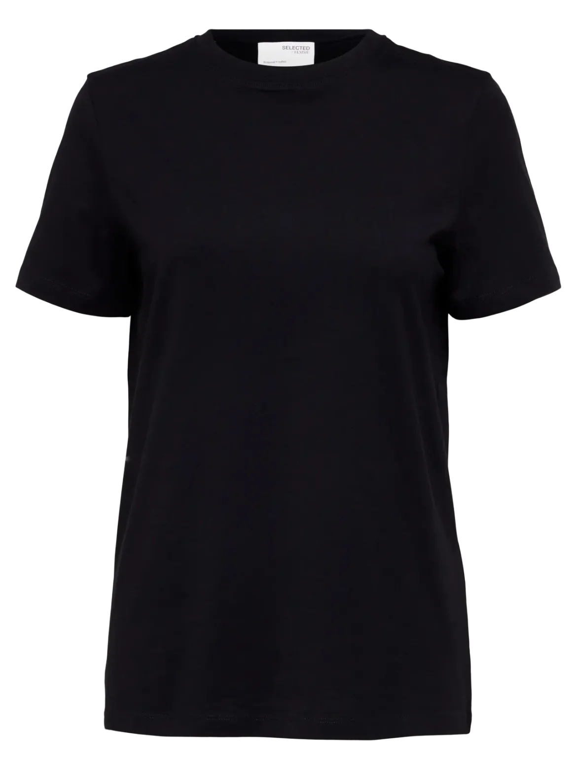 Selected Femme t-paita, SLFMYESSENTIAL SS O-NECK TEE Black