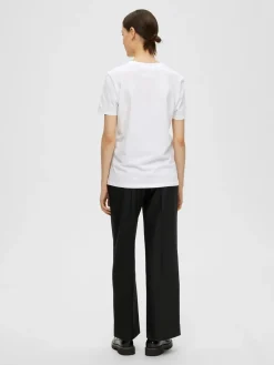 Selected Femme t-paita, SLFMYESSENTIAL SS O-NECK TEE Bright White