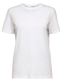 Selected Femme t-paita, SLFMYESSENTIAL SS O-NECK TEE Bright White