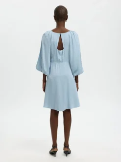 Selected Hemme naisten mekko SLFLaurina 3/4 Short Dress, Dusty Blue