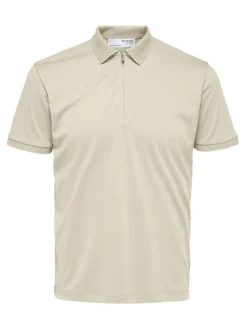 Selected Homme Fave Zip Polo Beige