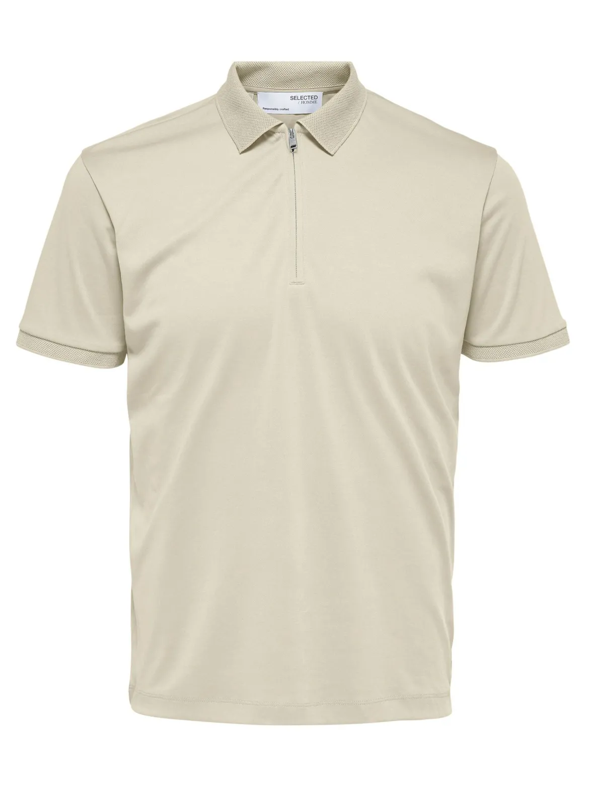 Selected Homme Fave Zip Polo Beige