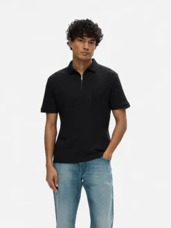 Selected Homme Fave Zip Polo Musta