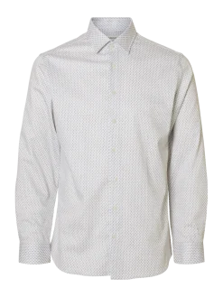 Selected kauluspaita SLHSLIM-Performance Shirt LS AOP, Bright White Diamond
