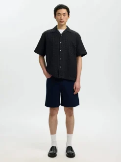 Selected lyhythihainen kauluspaita SLHRLXMONTY Texture Shirt, musta