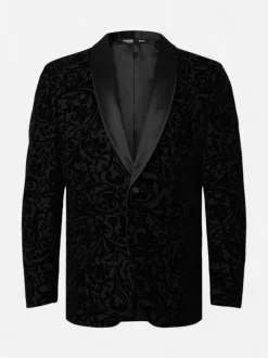 Selected miesten bleiseri Eddie Jacquard Shawl, Black Flower Jacquard