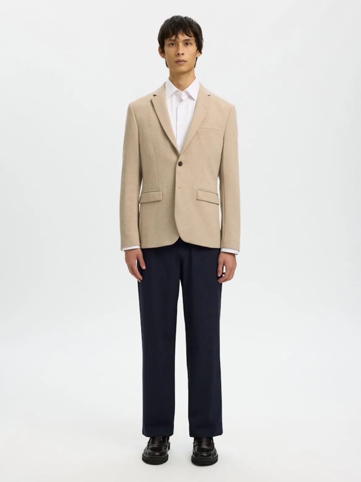 Selected miesten bleiseri SLIM-AITOR Jersey BLZ Flex, hiekka
