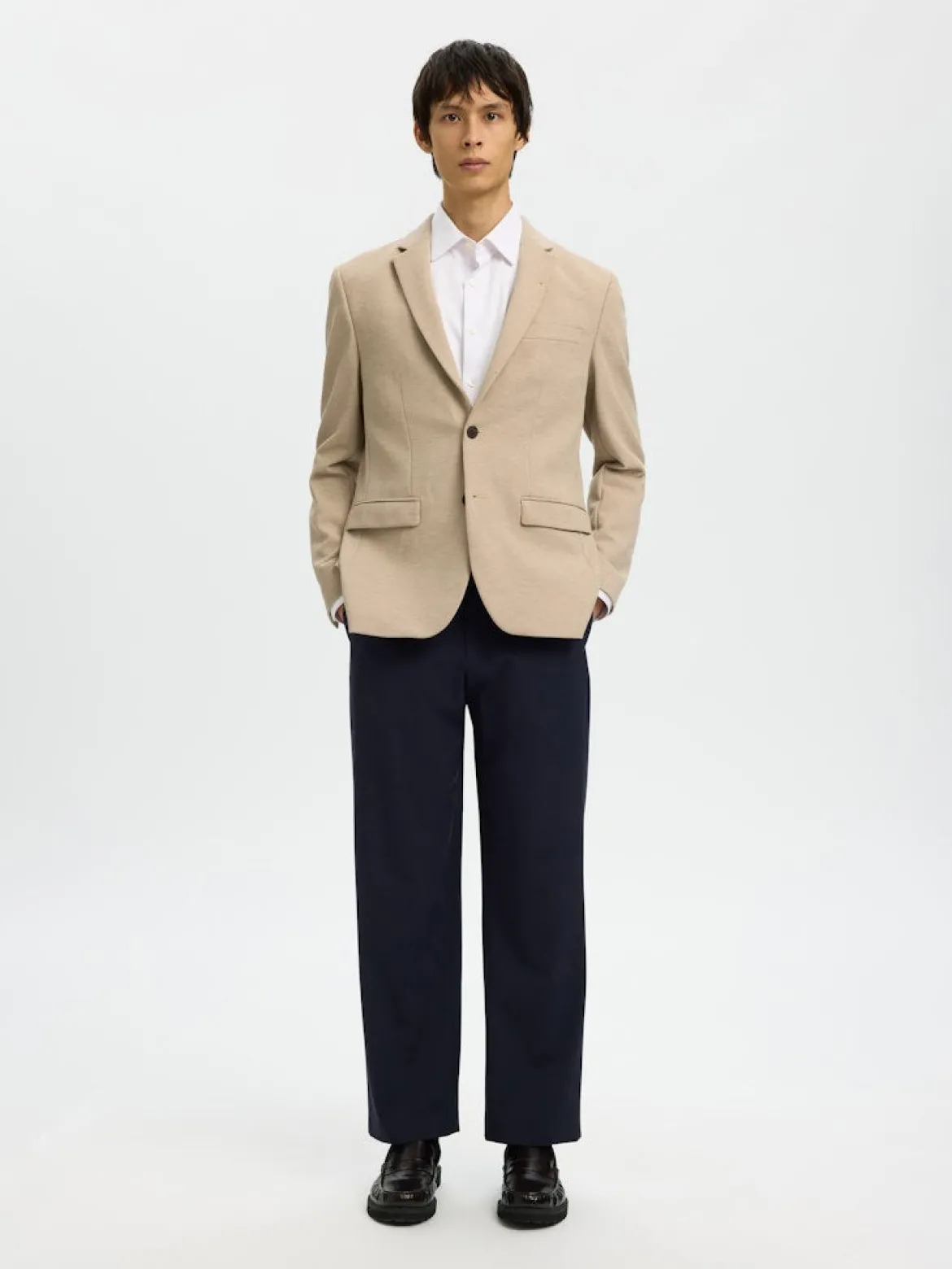 Selected miesten bleiseri SLIM-AITOR Jersey BLZ Flex, hiekka