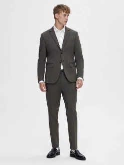 Selected Miesten Bleiseri, SLIM AITOR JERSEY BLAZER NOS Ruskea Kuosi