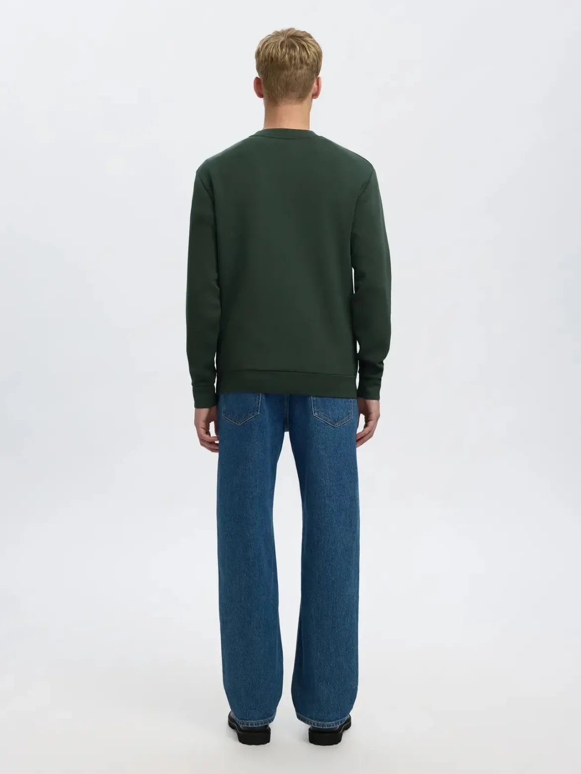 Selected miesten college, MANUEL SOFT CREW NECK Deep Forest