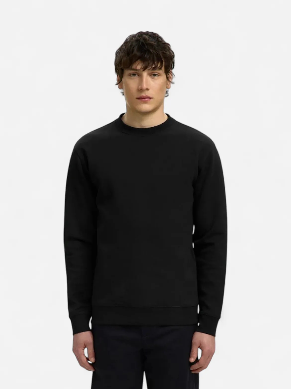 Selected miesten collegepaidat Tom Soft Crew Neck Sweat, musta