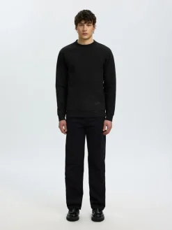 Selected miesten collegepaidat Tom Soft Crew Neck Sweat, musta