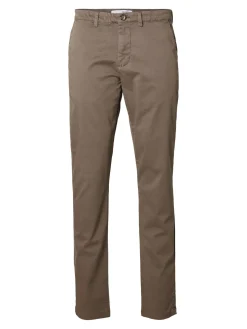 Selected, Miesten Housut, NEW MILES FLEX CHINO NOS Tummanruskea
