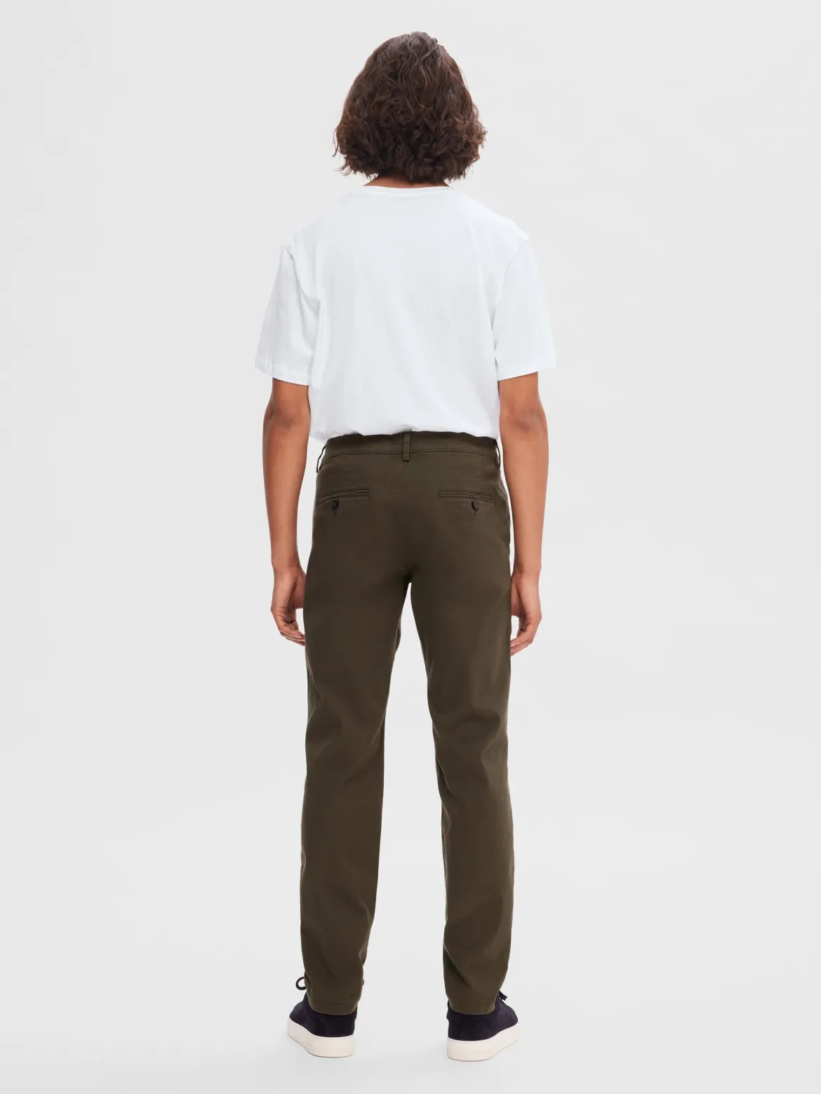 Selected, Miesten Housut, NEW MILES FLEX CHINO NOS Armeijanvihreä