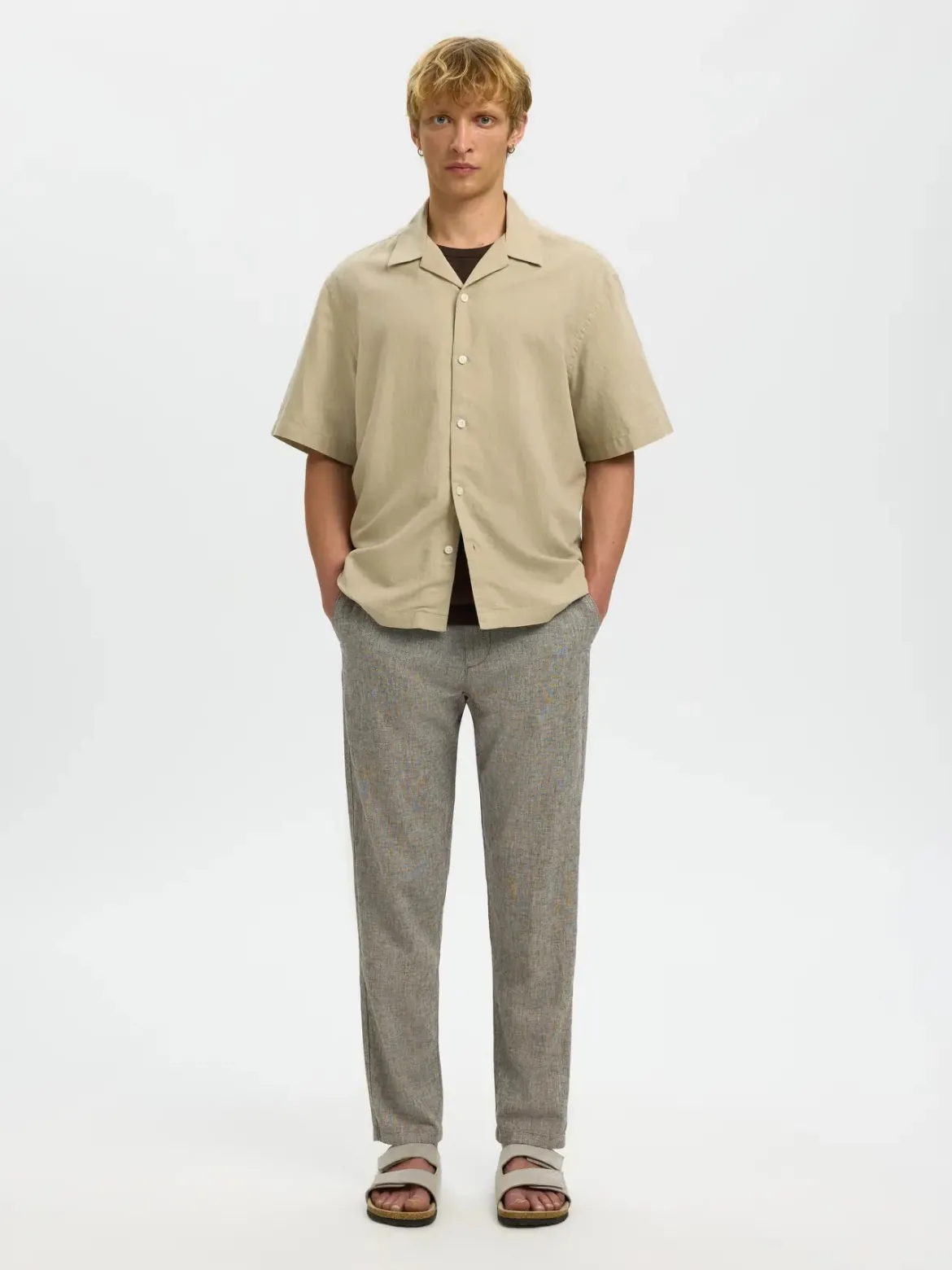 Selected miesten housut SLH172-SLIMTAPE Brody Linen Pant, Delicioso