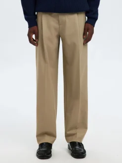Selected miesten housut SLM220-LOOSE Finn Flex Pants, greige