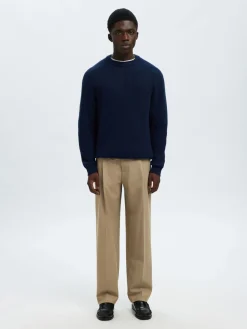 Selected miesten housut SLM220-LOOSE Finn Flex Pants, greige