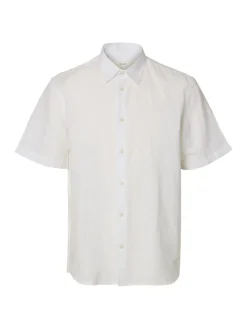 Selected miesten kauluspaita SlhRegClay Linenblend, Bright White