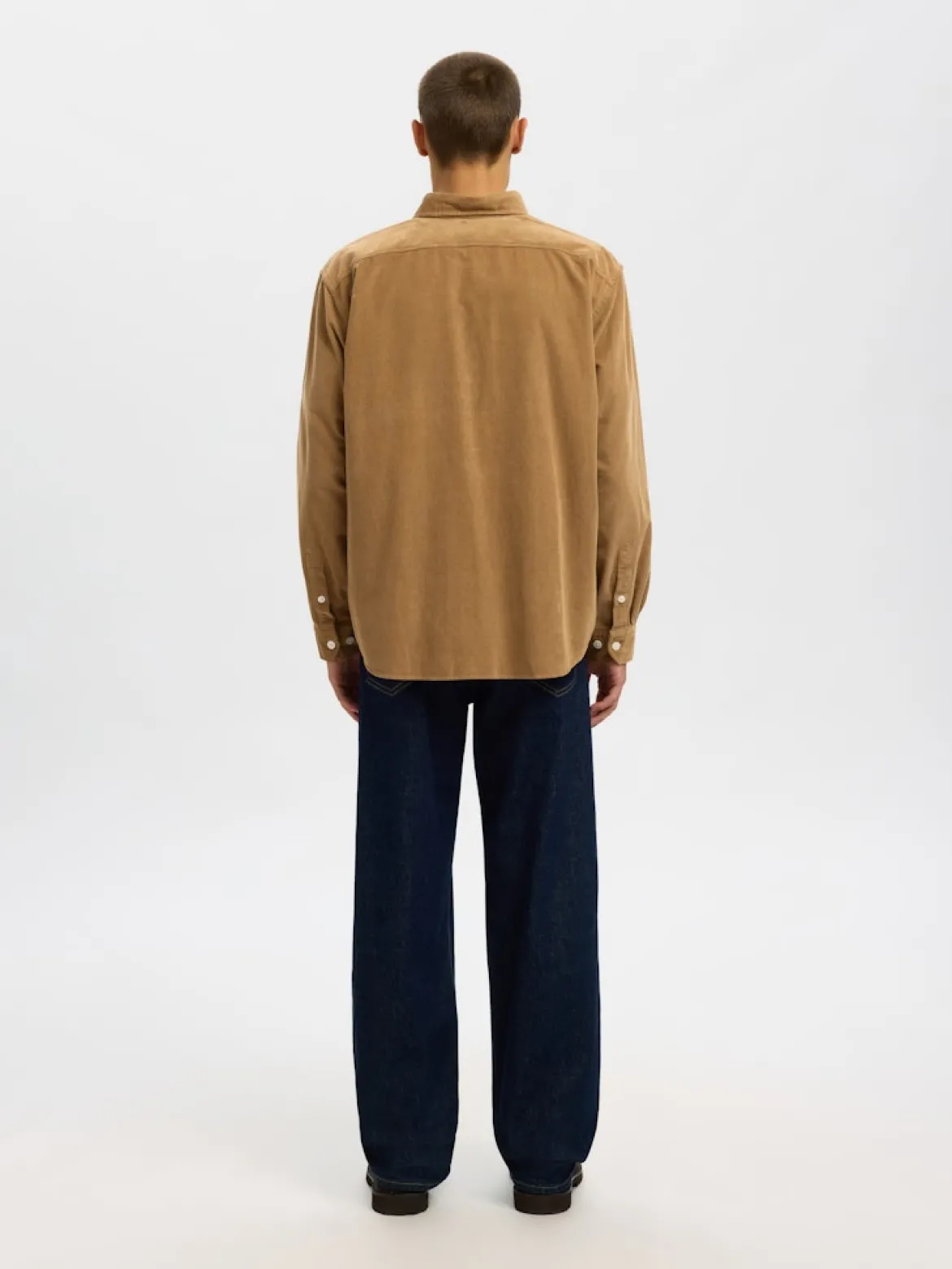 Selected Miesten Kauluspaita K REG DANNI CORD BD LS SHIRT Kelp