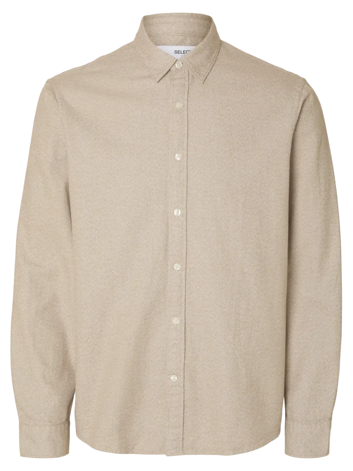 Selected miesten kauluspaita, REG NOAH BRUSHED TWIST SHIRT Egret Twisted Chinchilla