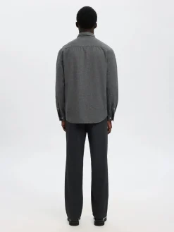Selected miesten kauluspaita, REG NOAH BRUSHED TWIST SHIRT Gray Flannel Twisted Blac