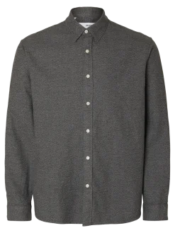 Selected miesten kauluspaita, REG NOAH BRUSHED TWIST SHIRT Gray Flannel Twisted Blac