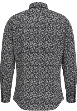 Selected Miesten Kauluspaita, SLIM PERFORMANCE AOP SHIRT Sky Captain Blue Floral