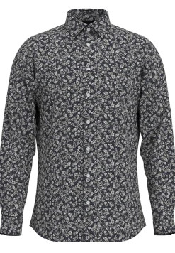 Selected Miesten Kauluspaita, SLIM PERFORMANCE AOP SHIRT Sky Captain Blue Floral
