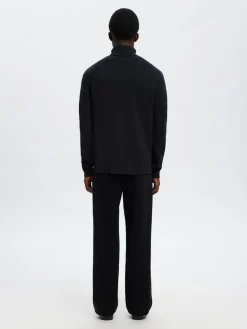 Selected miesten neulepusero K DANE LS KNIT STRUCTURE ROLLNECK NOS, navy