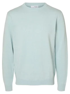 Selected miesten neulepusero, MATTIS LS KNIT SUN CREW Turkoosinsininen