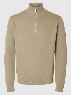 Selected Miesten Neulepusero DANE LS KNIT STRUCTURE HALF ZIP, Kelp