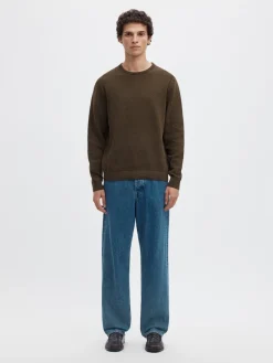 Selected miesten neulepusero Ross Crew Neck, Delicioso Chocolate Chip