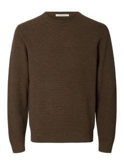 Selected miesten neulepusero Ross Crew Neck, Delicioso Chocolate Chip