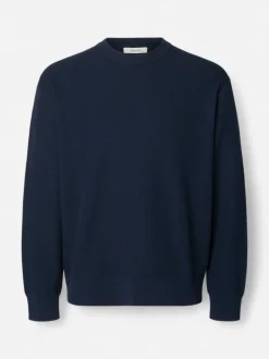 Selected miesten neulepusero Structure Crew Neck, Navy Blazer