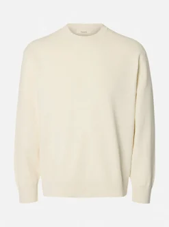 Selected miesten neulepusero Torn Structure Crew Neck, Silver Birch